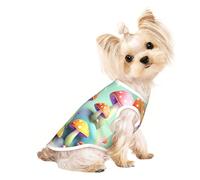 Small Pet Breathable Sleeveless Dreamy Little Mushroom Print T-Shirt - Lightweight Dog & Cat Outfit - Stretchy Tank Top