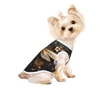 Small Pet Breathable Sleeveless Gold Exquisite Dragonfly Print T-Shirt - Small Medium Cats & Dogs, Chihuahua, Yorkie, Dachshund