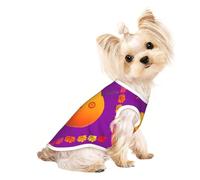 Small Pet Breathable Sleeveless Smiley Orange Print T-Shirt - Small Medium Cats & Dogs, Chihuahua, Yorkie, Dachshund