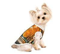 Small Pet Breathable Sleeveless T-Shirt - Soft Autumn Leaves Print Stretchy Vest, Fits Small to Medium Pets