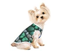 Small Pet Breathable Sleeveless T-Shirt - Soft Blue Butterfly Green Butterfly and Stone Print Stretchy Vest, Fits Small to Medium Pets