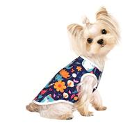 Small Pet Breathable Sleeveless T-Shirt - Soft Funny Cats Birds and Flowers Print Stretchy Vest, Fits Small to Medium Pets