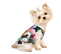 Small Pet Breathable Sleeveless T-Shirt - Soft Poodles Dogs Print Stretchy Vest, Fits Small to Medium Pets