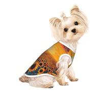 Small Pet Breathable Sleeveless T-Shirt - Soft Sunflower Field Sunset Sea of Flowers Print Stretchy Vest, Fits Small to Medium Pets