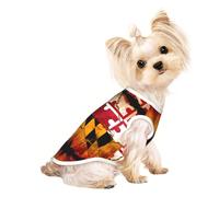 Small Pet Breathable Sleeveless Vintage Wooden Maryland Flag Print T-Shirt - Small Medium Cats & Dogs, Chihuahua, Yorkie, Dachshund
