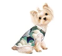 Small Pet Breathable Sleeveless White Tropical Fish Print T-Shirt - Lightweight Dog & Cat Outfit - Stretchy Tank Top