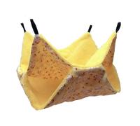Small Pet Cage Hammock, 2 Layer Hamster Hanging Bed Plush Sugar Glider Cage for Gerbil Chinchilla, Pet Cage Hanging Hammock Mats, Nap Sack Swing Bag Soft Bunkbed Hammock,Yellow 2,20*20 CM
