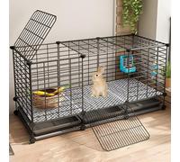 Small Pet Cage on Wheels with Removable Trays and Foot Mats, Indoor Playpen for Rabbits, Chickens, and Other Small Animals
