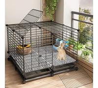 Small Pet Cage on Wheels with Removable Trays and Foot Mats, Indoor Playpen for Rabbits, Chickens, and Other Small Animals