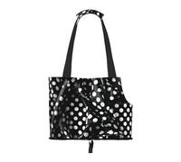 Small Pet Carrier Purse Bag, Black White Corrugated dots Print Shoulder Bag for Dogs Cats, Puppy Tote Travel Handbag