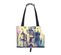 Small Pet Carrier Purse Bag, Fairytale Castle Print Shoulder Bag for Dogs Cats, Puppy Tote Travel Handbag