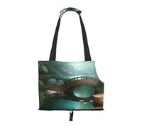 Small Pet Carrier Purse Bag, Little Bridge in The East Print Shoulder Bag for Dogs Cats, Puppy Tote Travel Handbag