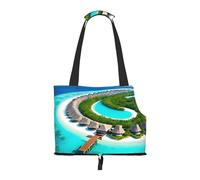 Small Pet Carrier Purse Bag, Maldives Scenery Print Shoulder Bag for Dogs Cats, Puppy Tote Travel Handbag