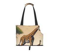 Small Pet Carrier Purse Bag, Mother & Calf Giraffe Print Shoulder Bag for Dogs Cats, Puppy Tote Travel Handbag