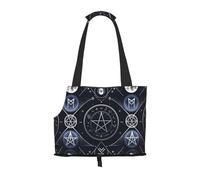 Small Pet Carrier Purse Bag, Mystical Symbol Words Print Shoulder Bag for Dogs Cats, Puppy Tote Travel Handbag