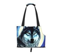 Small Pet Carrier Purse Bag, Wolf Under Moon Print Shoulder Bag for Dogs Cats, Puppy Tote Travel Handbag
