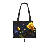 Small Pet Carrier Purse Bag, Yellow Roses Starry Night Print Shoulder Bag for Dogs Cats, Puppy Tote Travel Handbag
