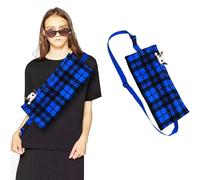 Small Pet Carrier Sling, Ultra Soft Coral Fleece Bonding Pouch for Sugar Glider, Bearded Dragon, Lizard, Hamster, Guinea Pig, Hands-Free Travel Sling Bag with Adjustable Strap, Blue Plaid
