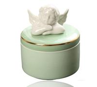 Small Pet Ceramic Urn, Memorial Urns for Pet Ashes, Handmade Ceramic, Cats, Dogs, Rabbits, Hamsters, Bird(Green)