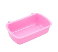 Small Pet Feeding Dish with Hooks - Food and Water Bowl for Birds Hamsters Rabbits - Light Red Plastic Cage Mountable Cup for Small Animals
