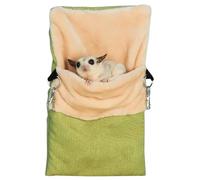 Small Pet Hanging Bed Sleep Pouch with Heated Warm Compartment Pet Hammocks Bed for Hamster Rat Sugar Glider Squirrel Ferret Warm Nest Bed Hideout Cave Pet Cage Accessories (Green,Medium)