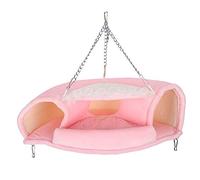 Small Pet Hanging Tunnel Bed, Pet Hammock and Nest for Hamster Squirrels Guinea Pigs, Soft Fleece Warm Winter House with Play Channel, Washable Small Animal Cage (S)