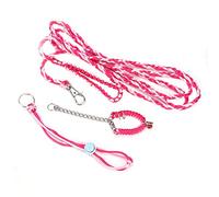 Small Pet Harness and Leash Set Ferret Harness Bunny Harness Adjustable Soft Nylon Outdoor Walking Training Lead Pink Rose Red for Hamster Squirrel Guinea Pig and Small Animals (pink + rose red)