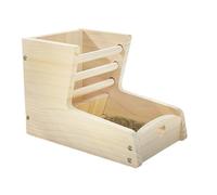 Small Pet Hay Feeder - Wooden 2-in-1 Grass Holder, Double Zone Rabbit and Bunny Feeding Rack, Sturdy Multi-Purpose Feeder for Chinchilla, Guinea Pig | Hay Feeding Organizer for Indoor Cage, Small Pets