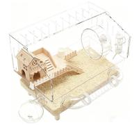 Small Pet House - 17.7 x 11 x 13.3 Inch Large Transparent Cage, Multilayer Acrylic Housing, Comfortable Hamster Chinchilla Habitat with Tunnel Accessories, Indoor Breeding Observation Room for R