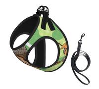 Small Pet Leash Vest Dog Harness - Small Sized, Cartoon Squirrel Print Adjustable for Cats and Dogs, Perfect for Outdoor Walking