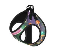 Small Pet Leash Vest Dog Harness - Small Sized, Colorful Dream Mushroom Print Adjustable for Cats and Dogs, Perfect for Outdoor Walking