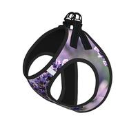 Small Pet Leash Vest Dog Harness - Small Sized Lavender Flower Print Leash Set with Buckle, Canine Companion Outdoor Travel Gear