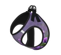 Small Pet Leash Vest Dog Harness - Small Sized Purple Lavender Colored Flowers Print Leash Set with Buckle, Canine Companion Outdoor Travel Gear