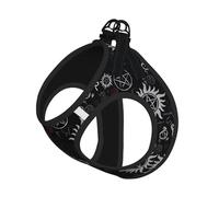 Small Pet Leash Vest Dog Harness - Small Sized, Supernatural Symbols Black Print Adjustable for Cats and Dogs, Perfect for Outdoor Walking