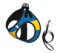 Small Pet Leash Vest Dog Harness - Small Sized, Swedish Flag Print Adjustable for Cats and Dogs, Perfect for Outdoor Walking