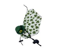 Small Pet Leprechaun Costume For St. Patrick’s Day - Adjustable Hat And Cape Set Made Of Soft Felt And Cotton, Clover Pattern, Cute Comfortable Party Outfit For Rabbits, Kittens, Ferrets, An