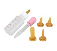 Small Pet Nurser Bottle Portable Nursing for Puppy Squirrel Kittens Soft Mouth Feeding Tip Clear Scale Control Dose for Newborn Animals ABS Silicone (Brown nipple + pink)