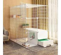 Small Pet Playpen Cat Playpen DIY Pet Playpen Training Yard Fence Cage with Door and Closed Cat Litter Box, Easy to Clean and Remove Odor (Size: 75 * 49 * 109cm, Color: B)
