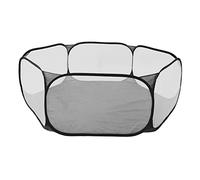 Small Pet Playpen & Tent | Foldable Breathable Interactive Play Area for Rabbits/Hamsters/Guinea Pigs | Escape - Proof Hexagonal Mesh Design | Portable Small Animals Enclosure (Black)