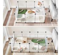 Small Pet Playpen with Floor DIY Plastic Indoor Animal Enclosure SONGMICS White One Size