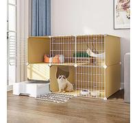 Small Pet Playpens Cat Cage - Indoor Cat Cages, Cat Carrier Pet Playpen Large 2-Story DIY Cat Cage Training Yard Fence Cage With Door (Size:111 * 49 * 73CM, Color:A) wisdom