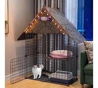 Small Pet Playpens Cat Kennels for Indoor Cats, Cat Box Dog Playpen Pet Cage Diy Fence with Door for Indoor/Outdoor Use(Black-b-75 * 39 * 146CM)