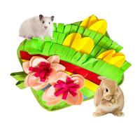 Small Pet Snuffle Mat with Floral Design, 12.9" x 16.5" Interactive Foraging Toy for Hamsters, Guinea Pigs, Rabbits & Ferrets, Anti-Slip Felt Pet Feeding Mat, Machine Washable Enrichment Pad