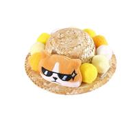 Small Pet Straw Hat Spring Traveling Photography Dogs Straw With Cartoon Band Outdoor Sun For For Cats For Outdoor For Cats