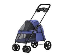 Small Pet Stroller for Cats Dogs, Exquisite Dog Pram Pushchair for Dogs Cats Lightweight Dog Strollers for Small Dogs Clearance Folding Pet Stroller 4-Wheel Travel Carrier(Blue)