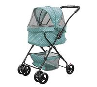 Small Pet Stroller for one or Multiple Small Dogs with air Filled tire Suspension and Aluminum Frames (Green)