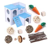 Small Pet Swing Toy Parrots Natural Tearing Toy Cage Hanging Set 11PCS Hamster Ladder Climbing Toy Small Animal Supplies Guinea Pigs Playhouse Cage Decorations For Pets