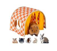 Small Pet Tunnel Hideout with Tassel & Peek Hole, Collapsible Guinea Pig Hideaway House, Breathable Summer Nest for Hamster, Chinchilla, Ferret, Rat, Small Animal Cage Accessories (M)