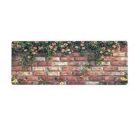 Small Petals On The Brick Wallfloral Print Mousepad Laptop Keyboard Mat Large Mouse Pad With Stitched Edges Long Non-Slip Rubber Base Spring Desk Pad For Office Home Desk Decor, 31.5" X 11.8"
