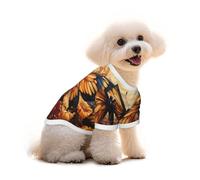 Small Pets Dogs T-Shirt, Orange Yellow Butterfly Field Flowers Print Cats Cotton Sweatshirts, for Chihuahua Yorkie Puppy Clothes Short Sleeve